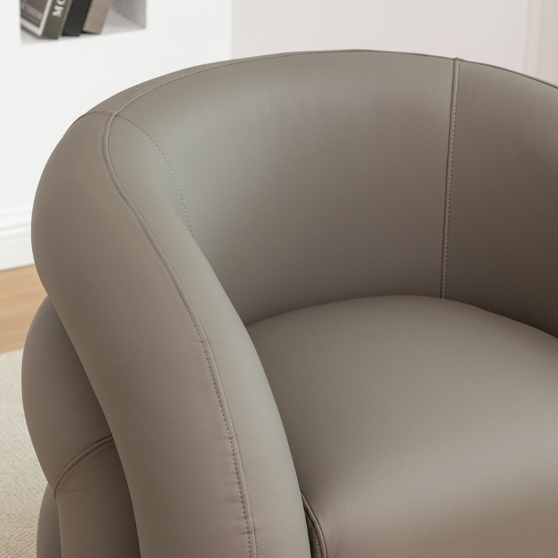Fauteuil demi-tonneau pivotant en cuir artificiel Coyle, Gris