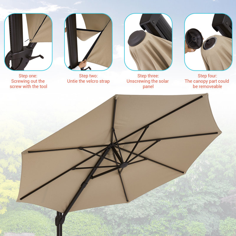 Parasol en porte-à-faux octogonal 11 'Erwina, Sable