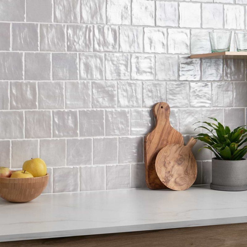 Montauk 4x4 Mixed Finish Ceramic Tile, Gray
