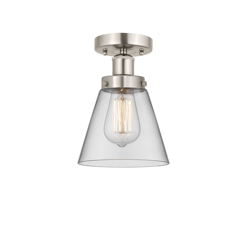 Plafonnier semi-encastré en verre Coplay, Nickel satiné brossé, Transparent