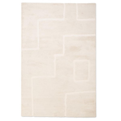 Sherpa Cream And White Patterned Rug
