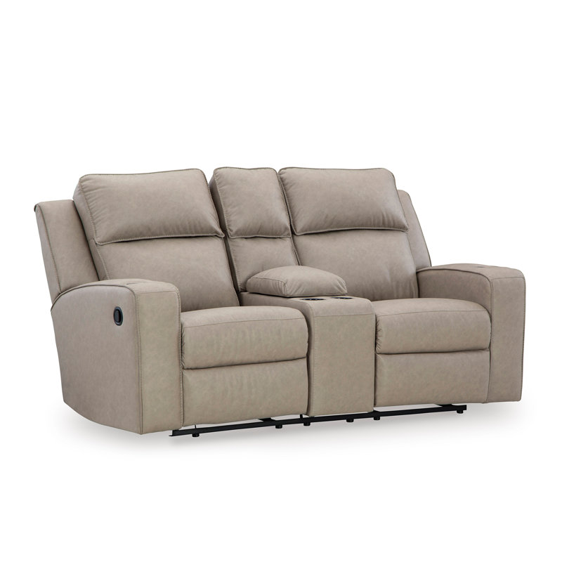 Stockley 77" Vegan Leather Power Reclining Loveseat, Gray Faux Leather