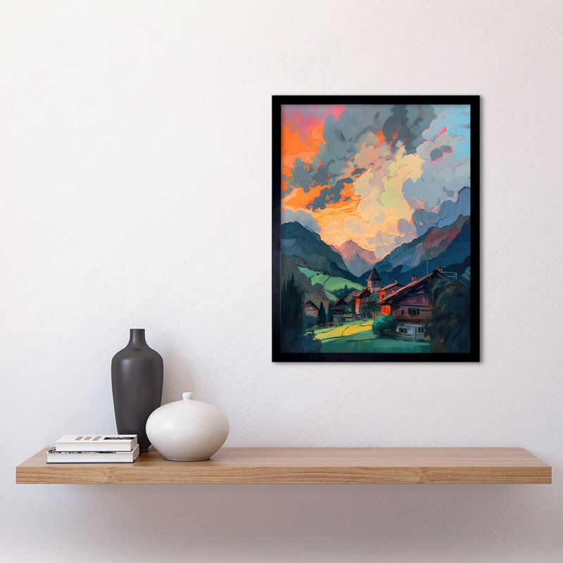 Ardice Small Village In The Alps Atmospheric Clouds Over Cabins At Dawn - Single Picture Frame Print