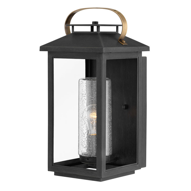 Large Wall Mount Lantern, 17.5" H x 8.25" W x 8.75" D, Black