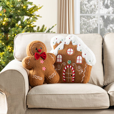 Ensemble de 2 coussins de Noël en pain d'épice et en pain d'épice