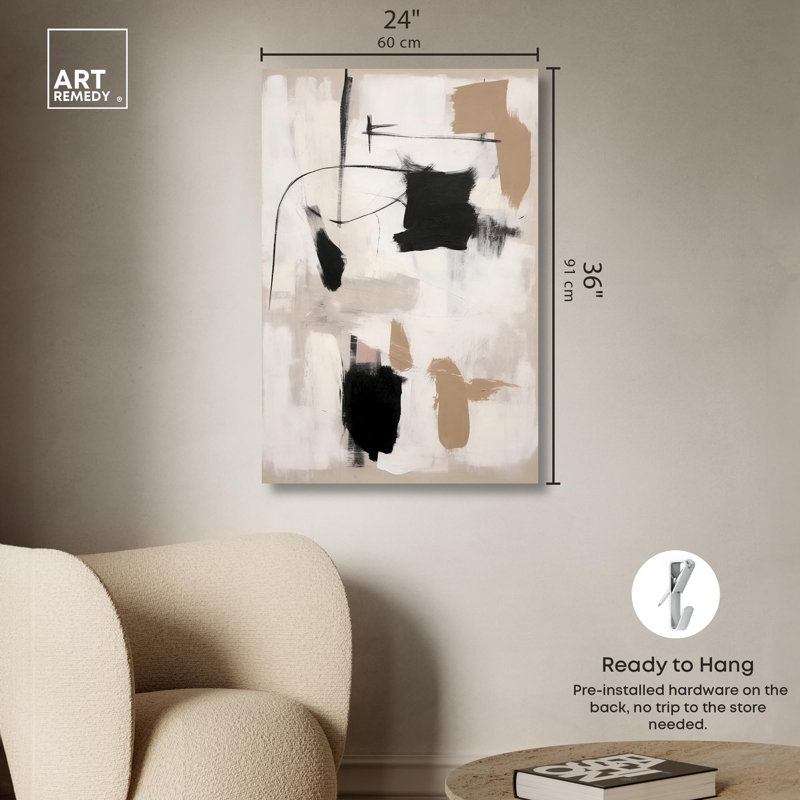 "Strings in Abstraction", art mural abstrait sur toile par Art Remedy, Toile tendue, H 36 po x l 24 po