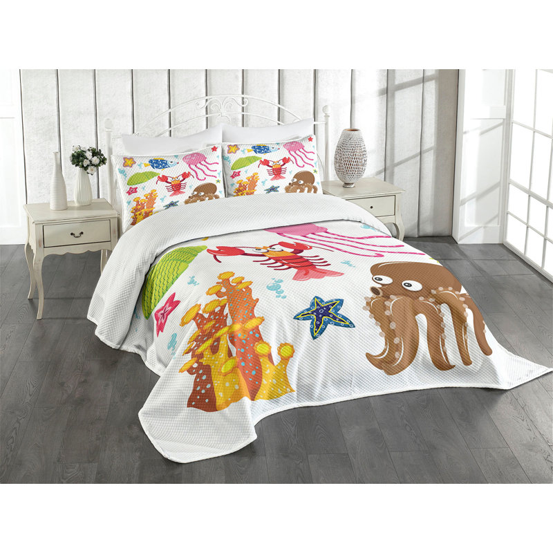 Multicolore Ambesonne, Très grand couvre-lit / couvre-lit + 2 taies déc