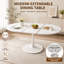 Table de salle à manger extensible ovale avec base en piédestal en métal, sièges 4-6, blanc-480953929