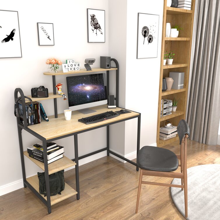 Hydle Desk Ebern Designs Color: Black/White