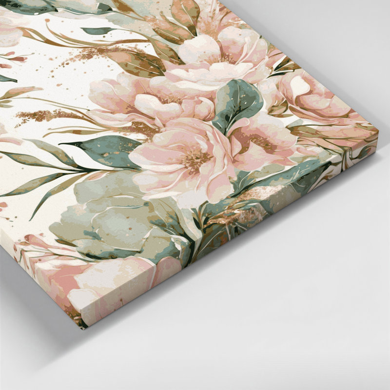 "Watercolor Floral" 11, art mural sur toile grise, H 32 po x l 32 po