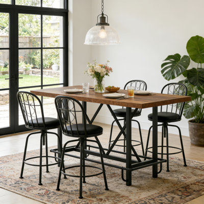 Table de salle à manger à hauteur de comptoir avec repose-pieds en métal Bochini L 62,99 x l 31,49
