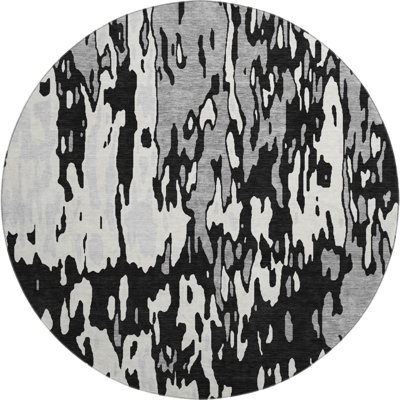 Premium Machine Washable Prisco Black Rug