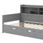 Lit de jour en bois avec tablettes de rangement, lit polyvalent avec lit gigogne escamotable et bureau d'étude intégré-1337292409