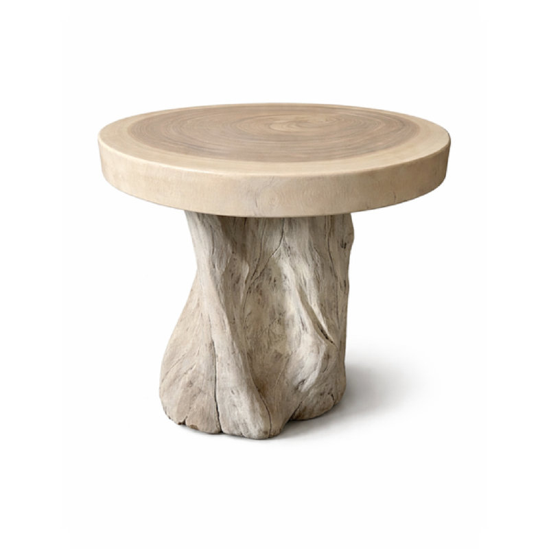 Bleached Reclaimed Wood Live Edge Side Table