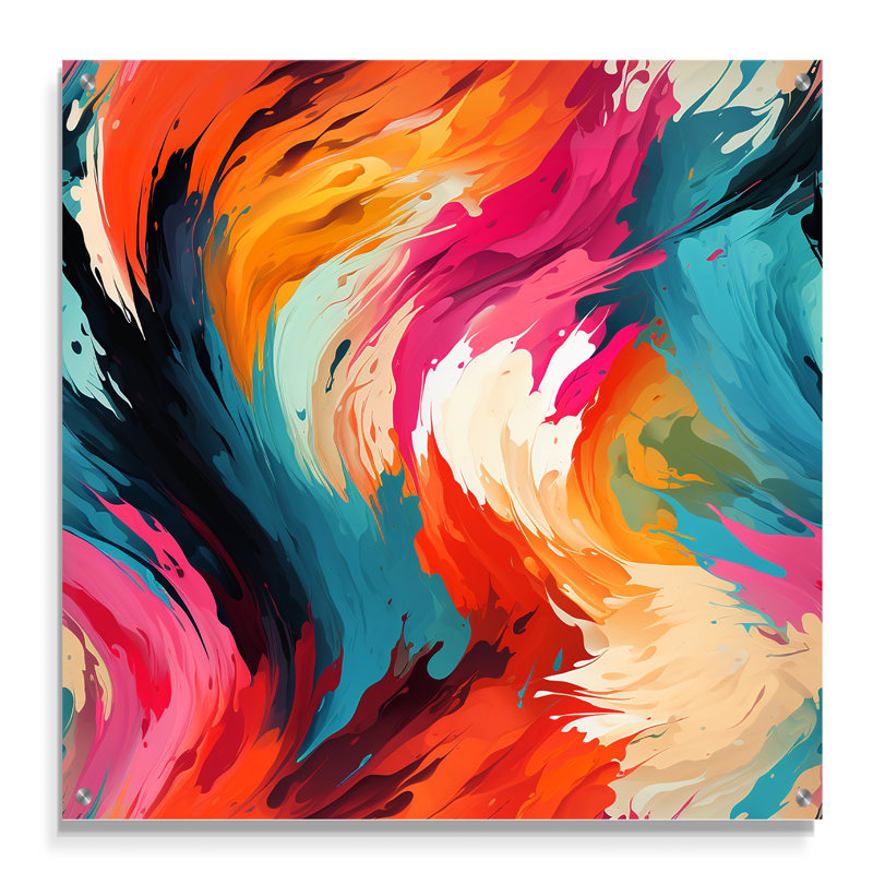 Daileigh - Abstrait art mural acrylique sur verre, H 30 po x l 30 po