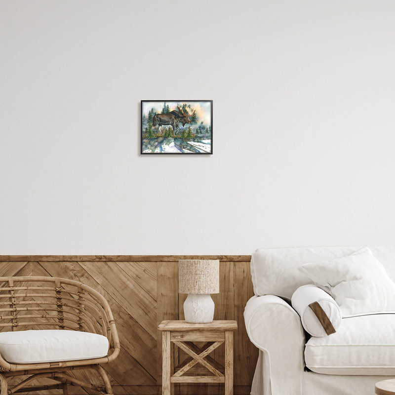 «Wild Moose Forest», art giclée par Dave Bartholet, Giclée encadrée noir minuit, H 11 po x l 14 po x P 1,5 po