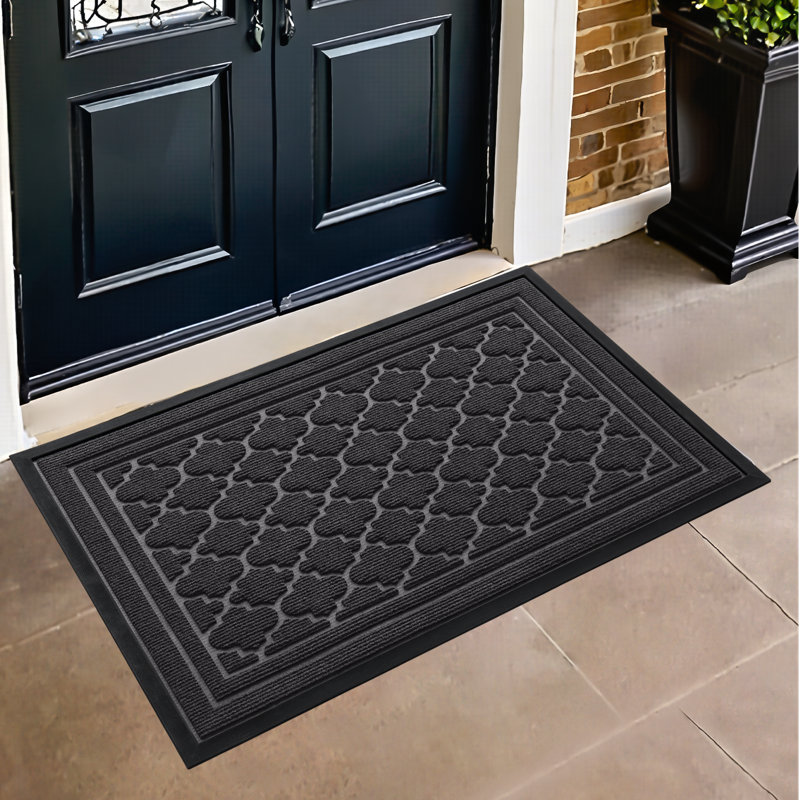 Ingelbert Personalizable Non-Slip Geometric Outdoor Doormat, Gray, 17.13" W x 29.53" L