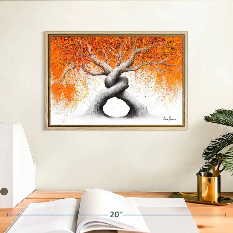 Torsade des arbres d'amour, Cadre flottant en bois naturel, 13 po x 9 po