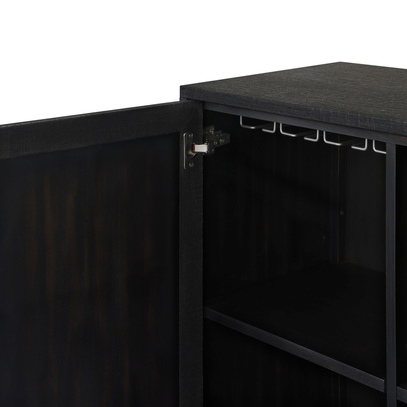 Marea Linen Bar Cabinet, Black Linen