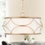 Lustre tambour 3 lumières en tissu doré et blanc classique