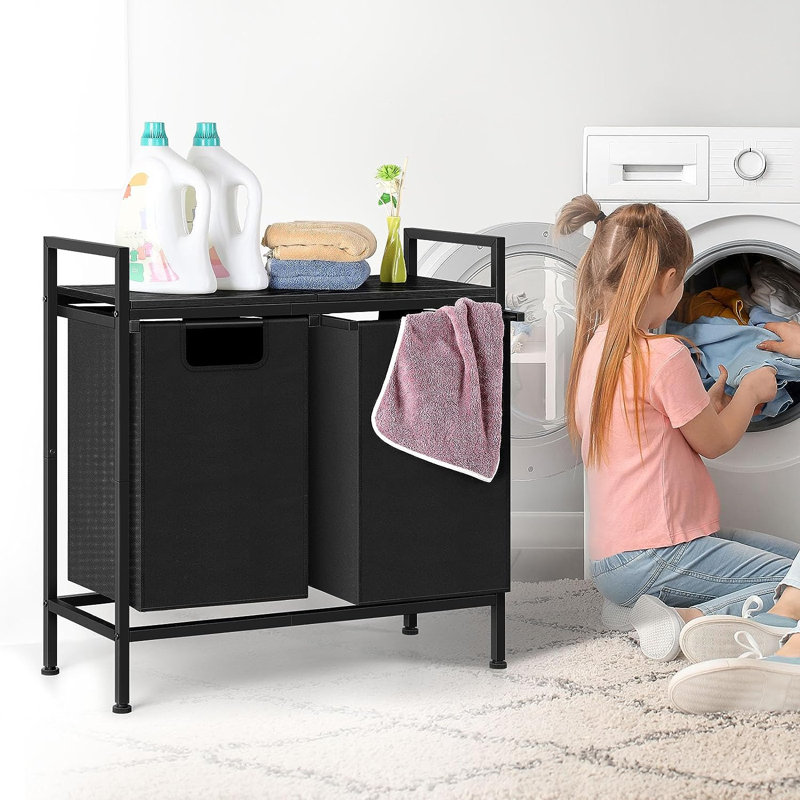 Trieur de linge avec poignées Jenohn, Noir