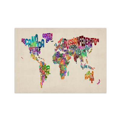 Text Map Of The World by Michael Tompsett - Print