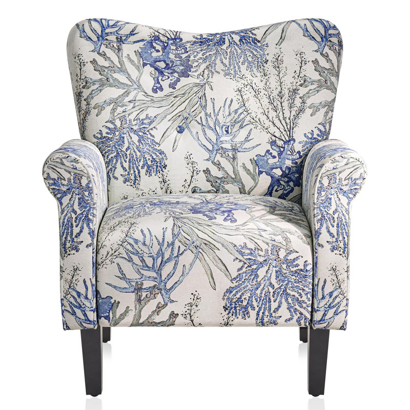 Fauteuil rembourré en polyester 30,3 po Modern, Blue Coral Polyester