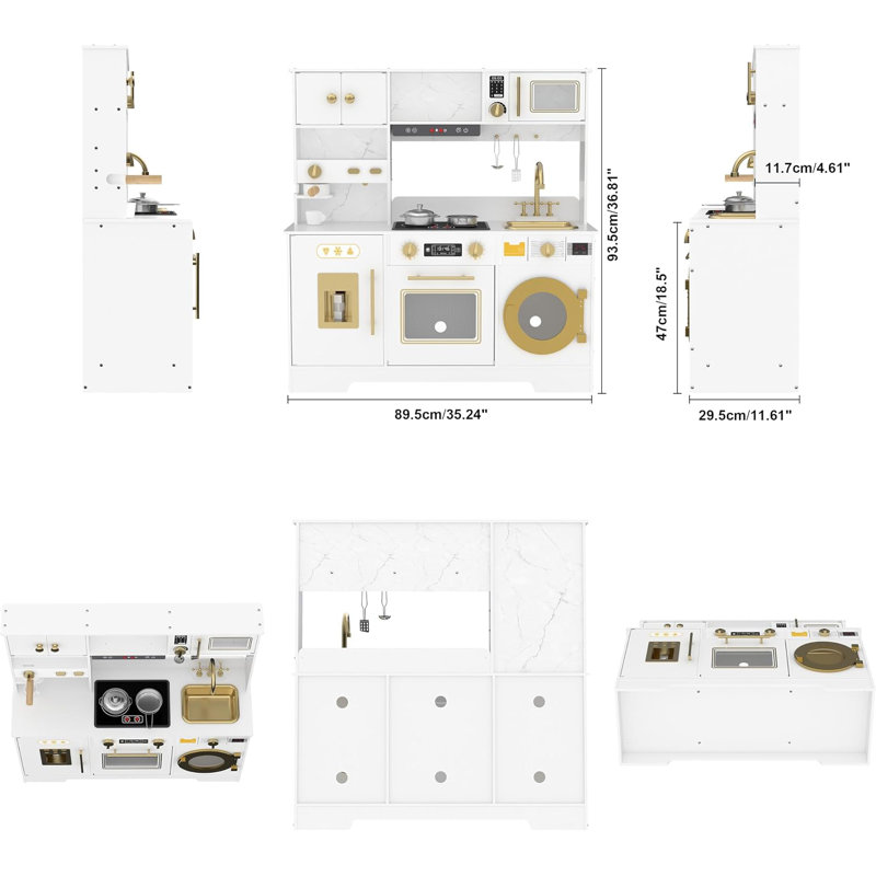 Ensemble de cuisine en bois 8-en-1 pour enfants avec lumières et sons