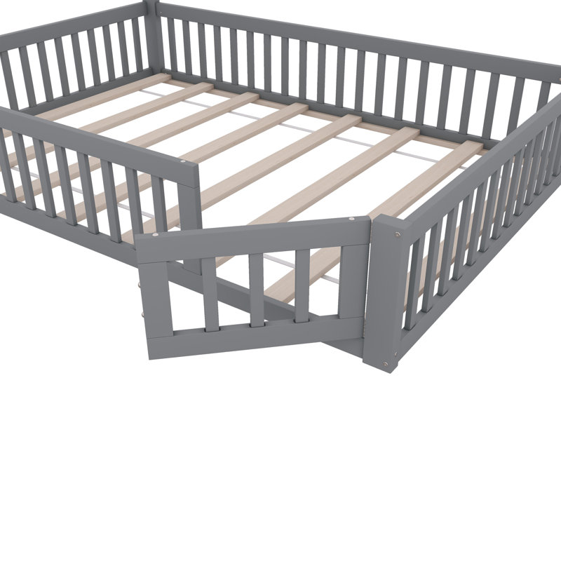 Solid Wood Bed, Grey, European Double (140 x 200 cm)
