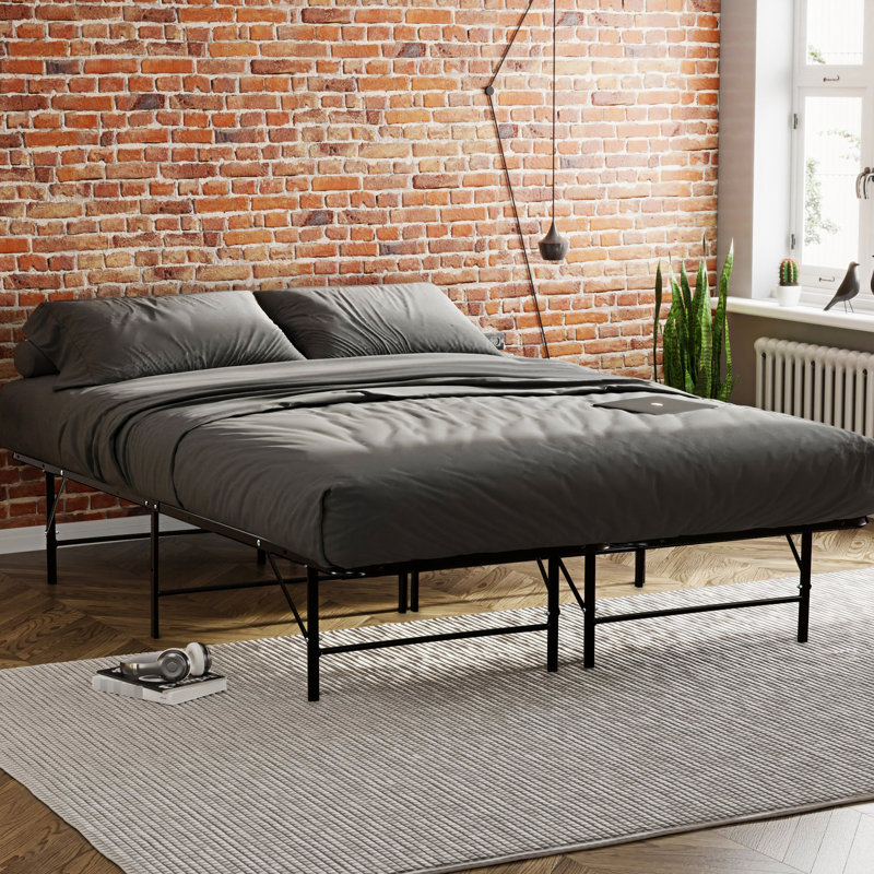 Twin Size Metal Mattress Frame - , Convenient Bedroom Bed Platform , Ample Storage Available, Twin
