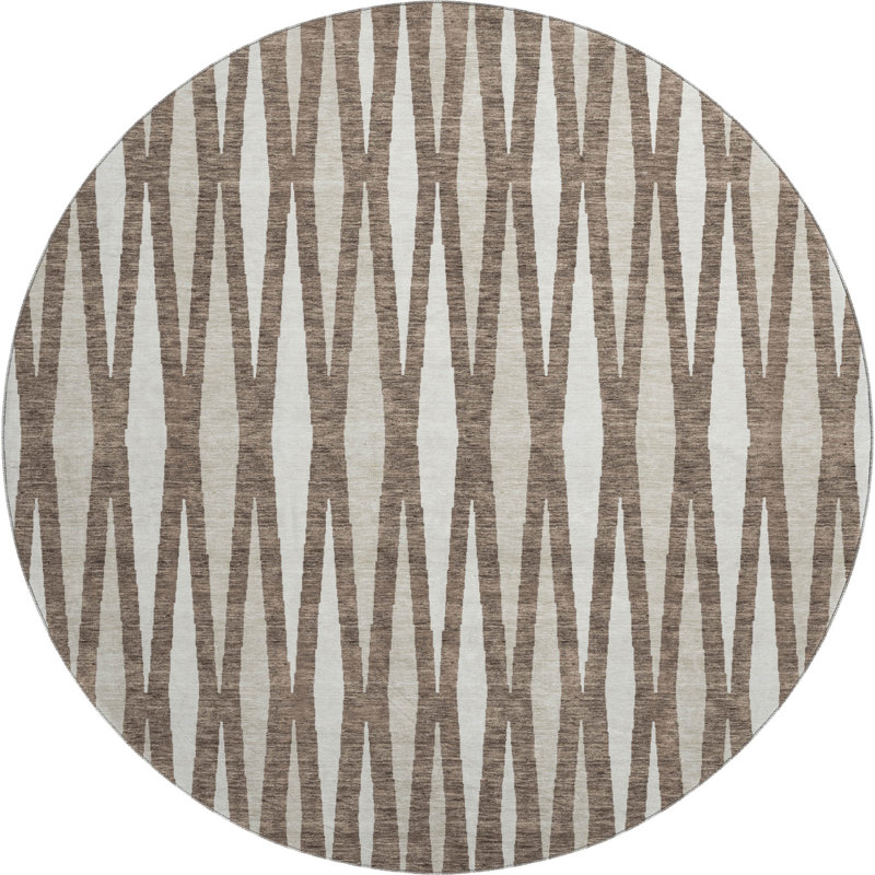 Premium Machine Washable Prisco Brown Rug, Round 8'