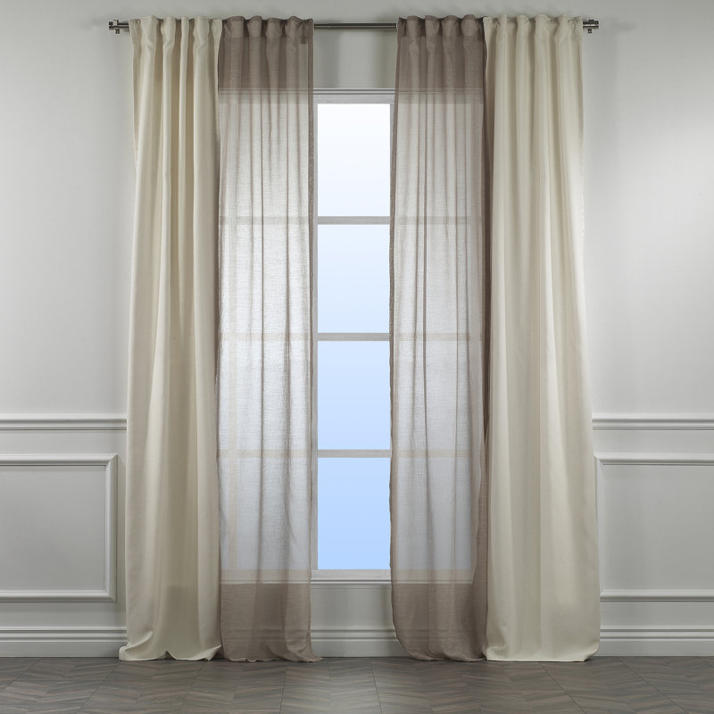 Decorative Window Curtain Each Panel, 27" W x 63" L, Cream/Beige