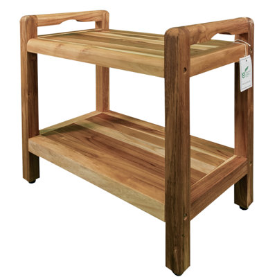 EcoDecors, Earthy Teak Classic Teak Shower Bench, with LiftAid Arms