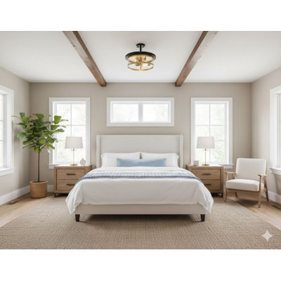 3-Light Flush Mount With Glass Shade