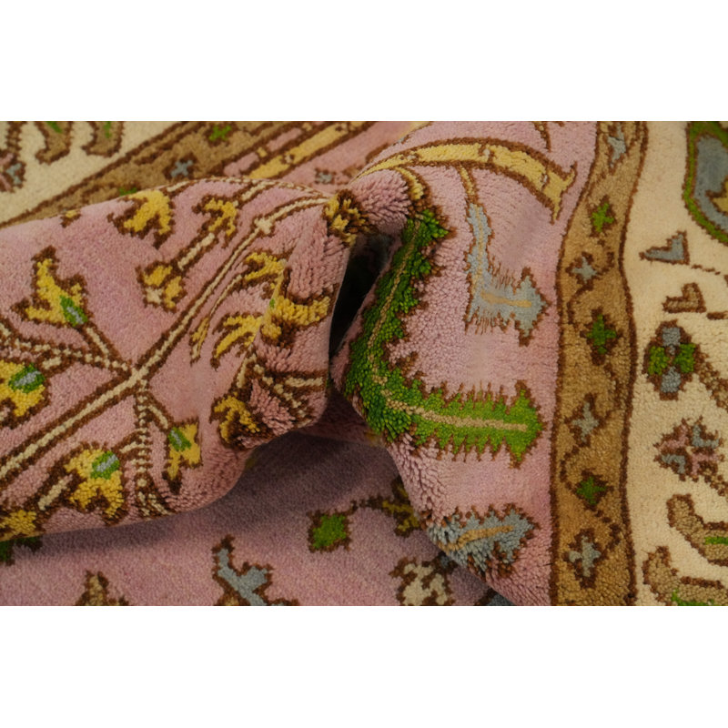 Handmade Pink Transitional Oushak Large Area Rug 9x12
