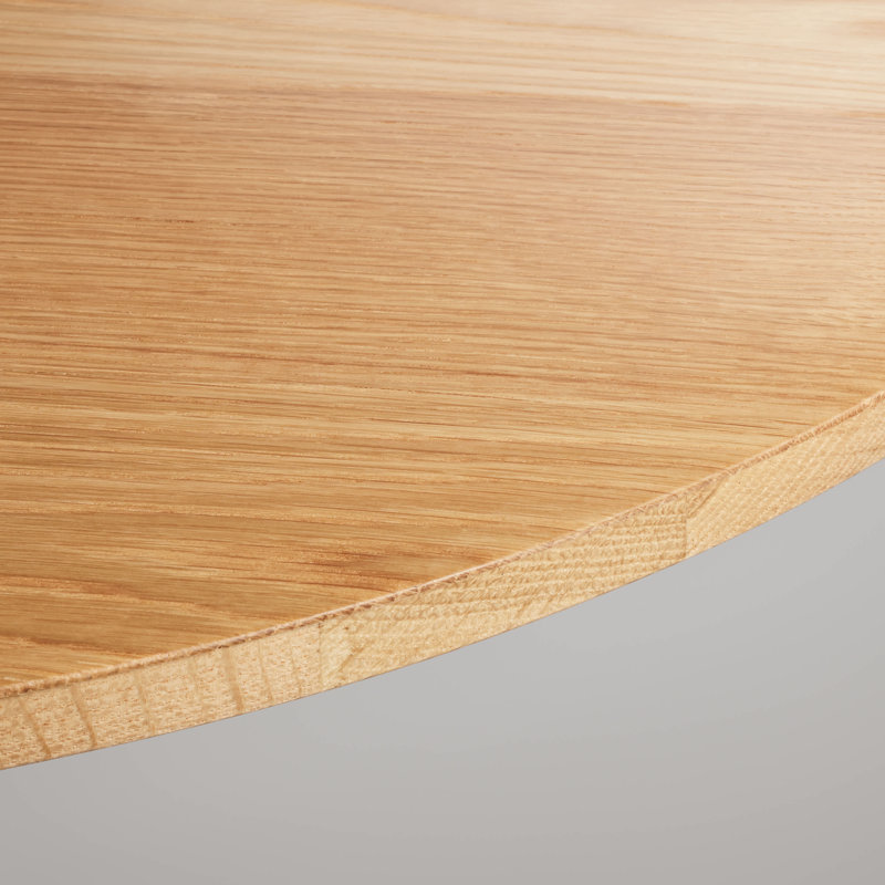 Easy Round Dining Table, Matte Black, White Oak, 29" H x 48" W x 48" L