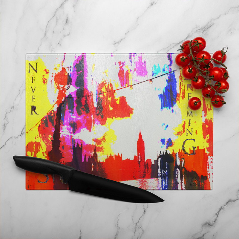 Never Stop Dreaming Glass Chopping Board, 40cm L x 28cm W