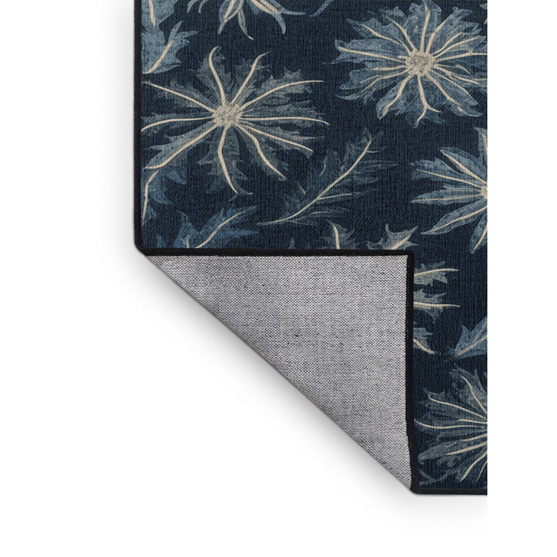 Machine Washable Botanical Gray Area Rug, Square 8'