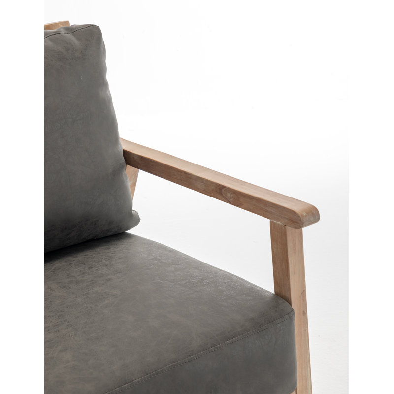 Fauteuil en polyester de 27 po Nicki, Similicuir gris anthracite