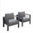 2-Pack 28" All-Weather Aluminum Patio Armchairs With Thick Dark Gray Cushions & Gray Frame-756605446-756605443
