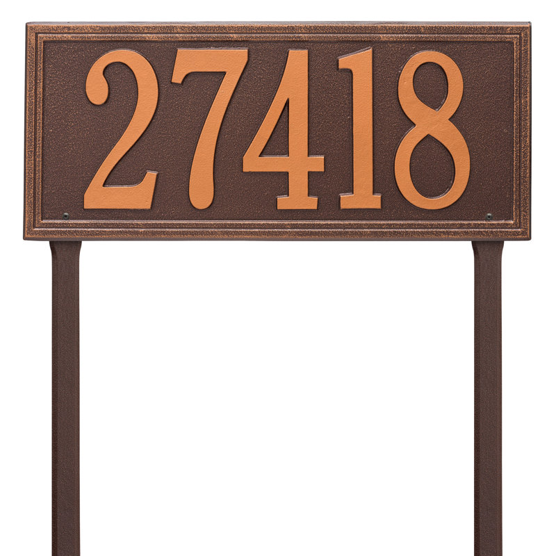 Plaque d'adresse sur 1 ligne Double Line, Oui, Cuivre antique