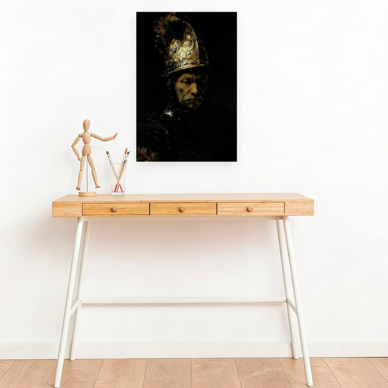 Man With Helmet Classic Contemporary Wall Art Print by Rembrandt Van Rijn - Wrapped Canvas Print, 45.72cm H x 30.48cm W