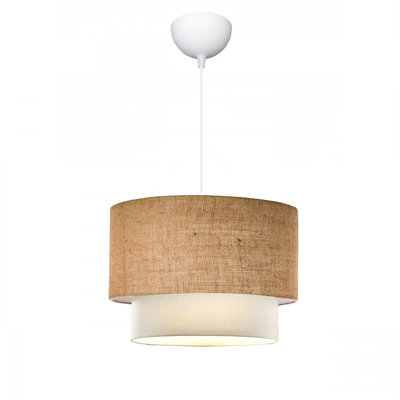 Lustre élégant en tissu beige, 11,8 po x 7,9 po | Hauteur totale: 27,6 pouces | Type de douille: 1 x E27 Max 40W | Éclairage élégant pour le salon, la salle à manger et le vestibule | Parfait pour les décors modernes et classiques