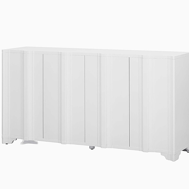 Buffet 4 portes orné d'accents linéaires complexes, Blanc