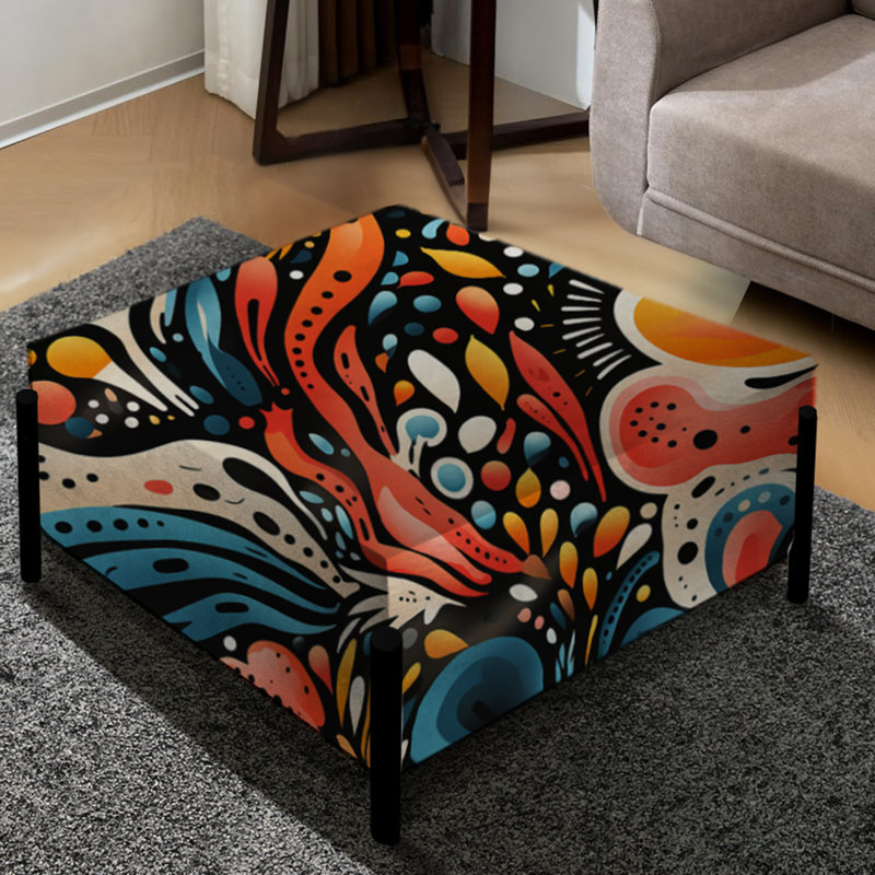 Eclectic Multicolor Ink Carnival - Eclectic Large Square Ottoman