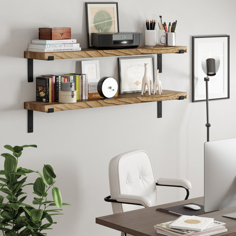 Hanging Shelf For Wall, Floating Wall Bookhelf, Decorative Shelf, Living Room And Office Decor, Rustic, 1pc, 7.5" H x 48" W