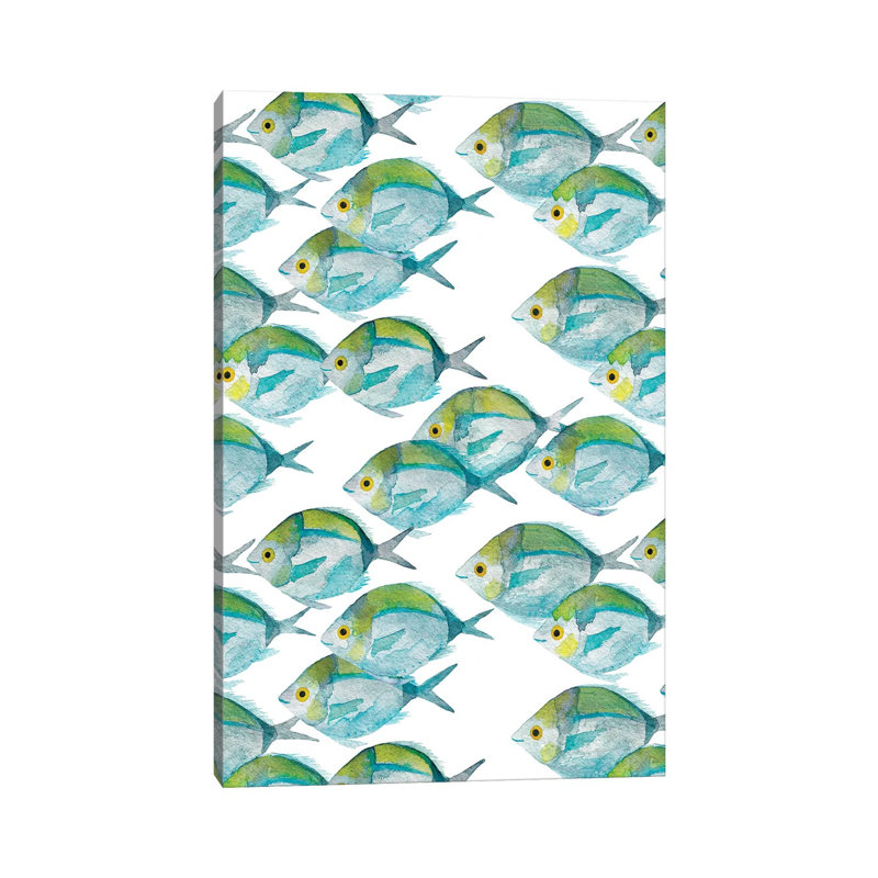 Fishes Pattern by The Cosmic Whale - Wrapped Canvas Painting, 20.32 cm H x 30.48 cm W