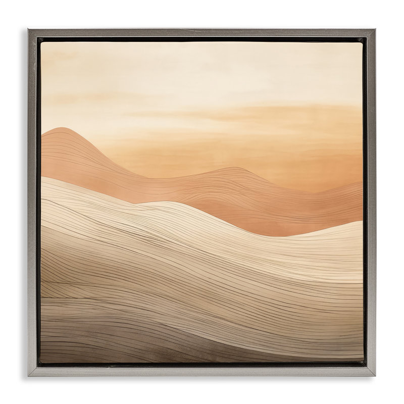  «Ombre Desert Dunes», art mural encadré par Irena Orlov, H 18 po x l 18 po, Cadre flottant gris lustré