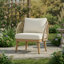 Fauteuil club d'extérieur incurvé avec détails en corde tissée à la main et coussin résistant aux intempéries