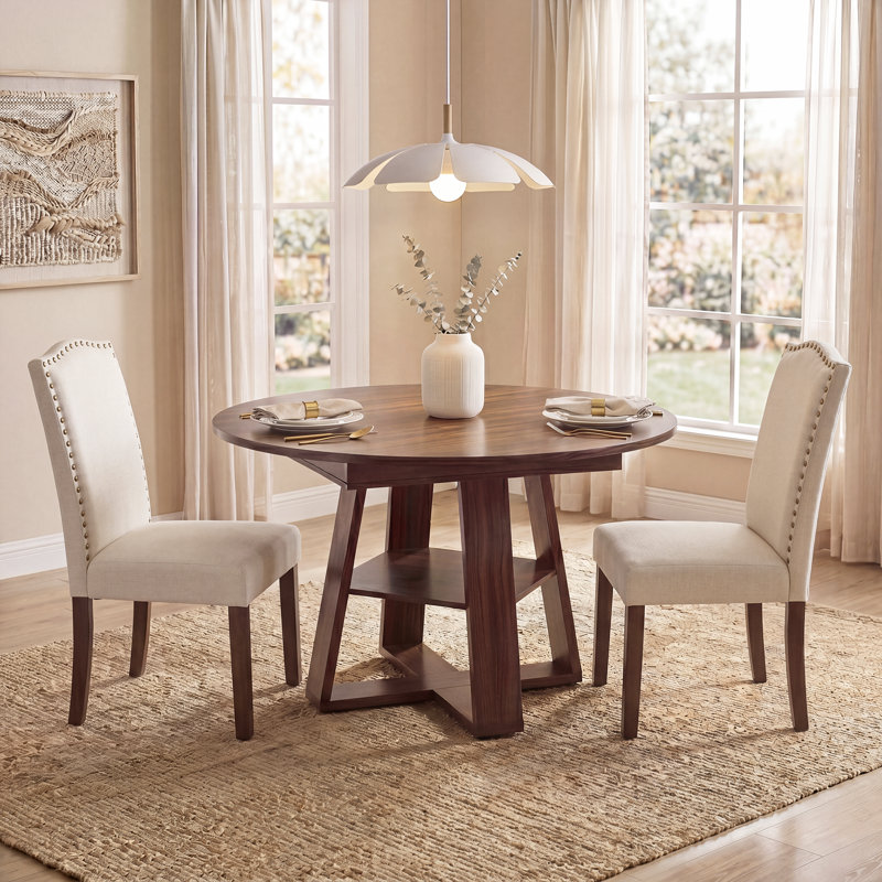 Ensemble de table de salle à manger Colne, Noir, Beige, 3 Pieces: Table, 2 Chairs